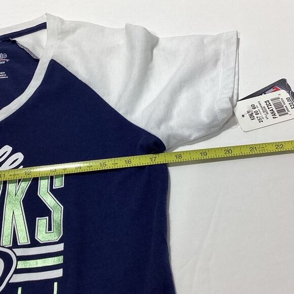 Seattle Seahawks Women's T-Shirt M Majestic Brand Blue and White NWT - Picture 10 of 11